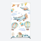 Lofaris Sky Airplane Hot Air Balloon Birthday Rectangle Backdrop